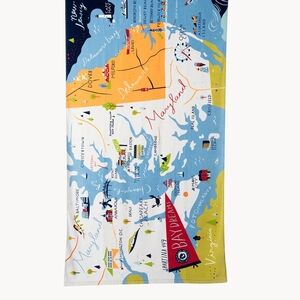 Spartina 449 Maryland Cream, Brown and Light Blue Beach Towel Tagged